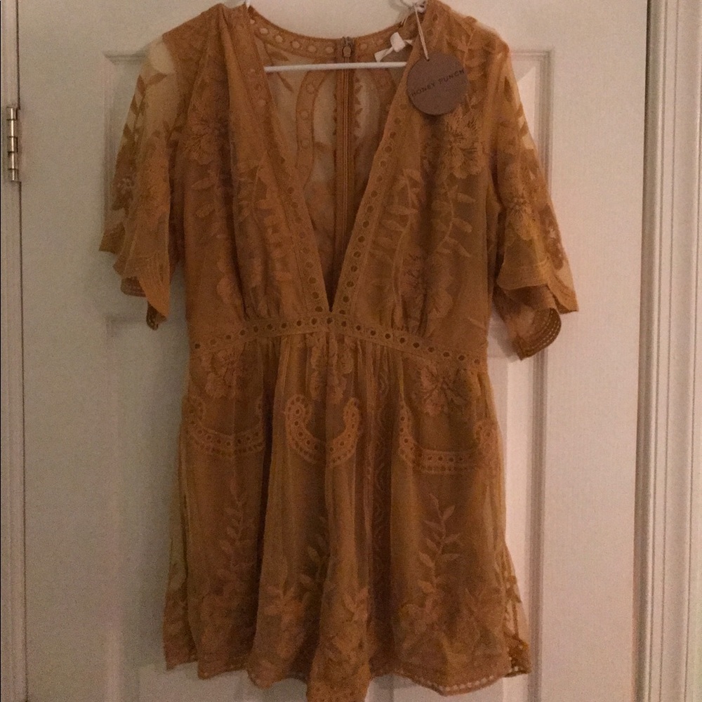 Mustard lace romper
