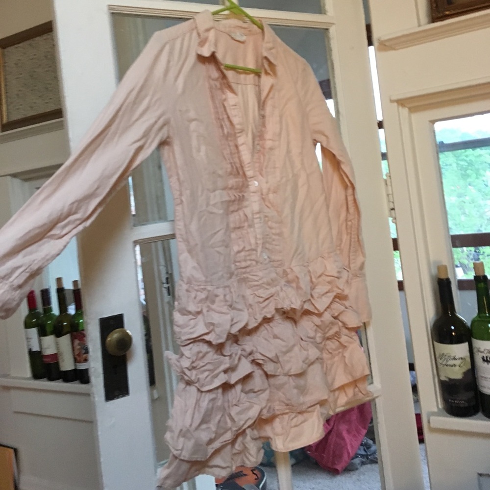 Button up Shirt Dress with Frills from J. Crew.