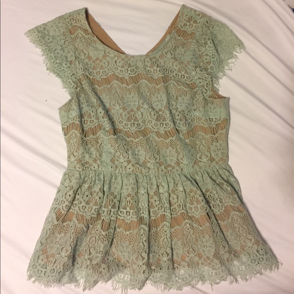 Teal Lacey blouse