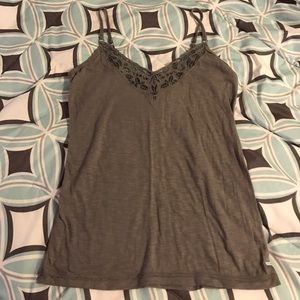 Dressy v-cut gray tank with lace
