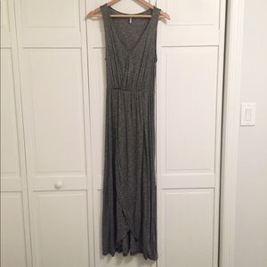 Jersey Knit Black & White Striped Maxi Dress