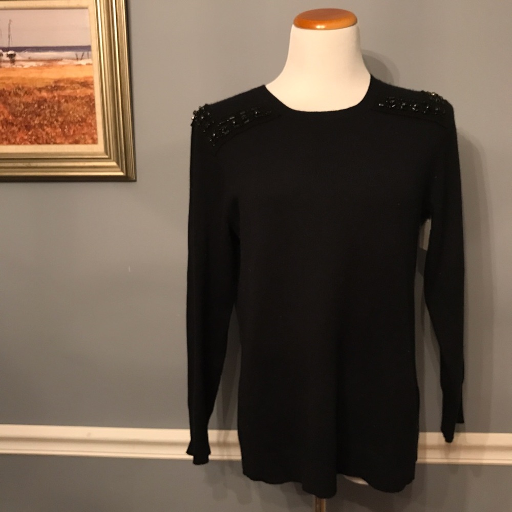 [J. Crew] Jeweled-Shoulder Sweater