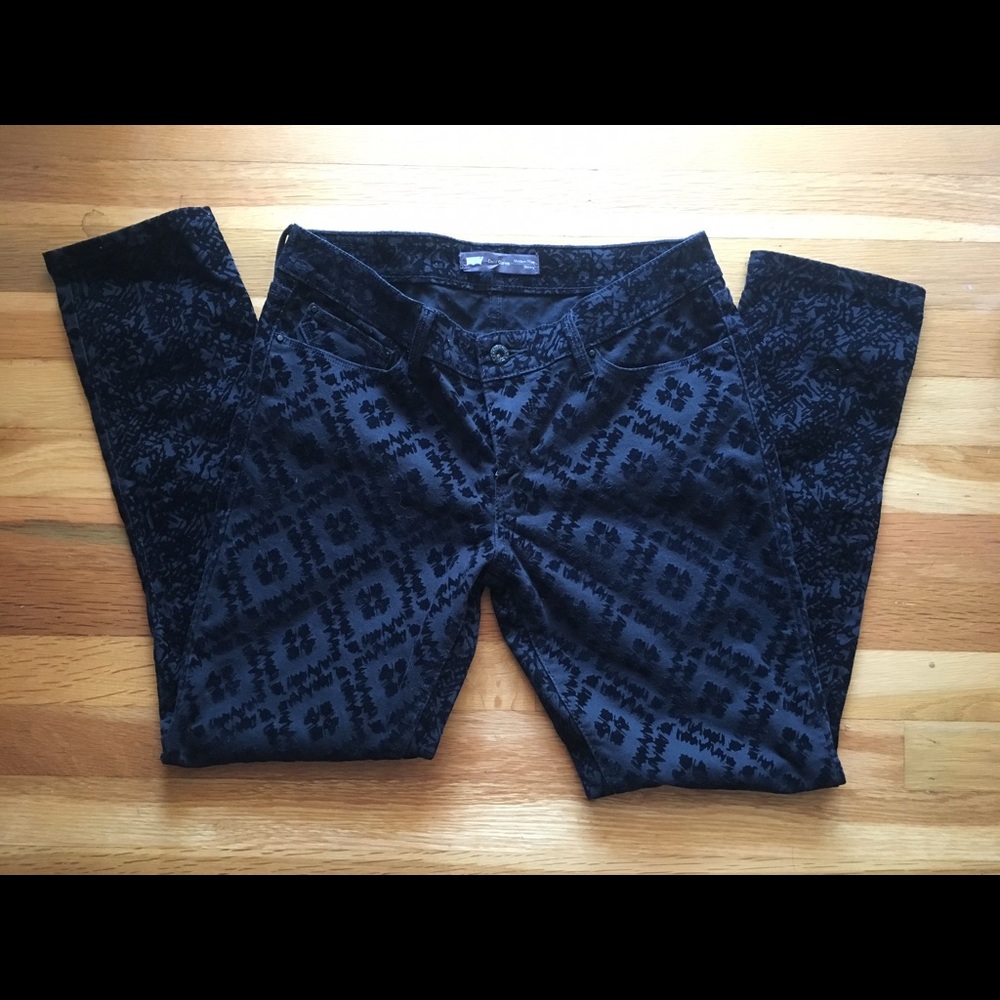 Velvet patterned skinny jeans