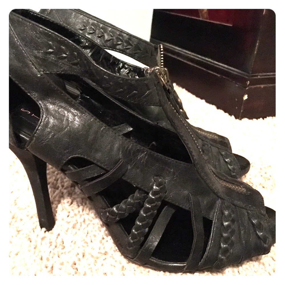 Black Leather Gladiator Booties - image 2