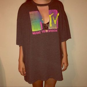 Oversized Retro MTV T-Shirt Dress