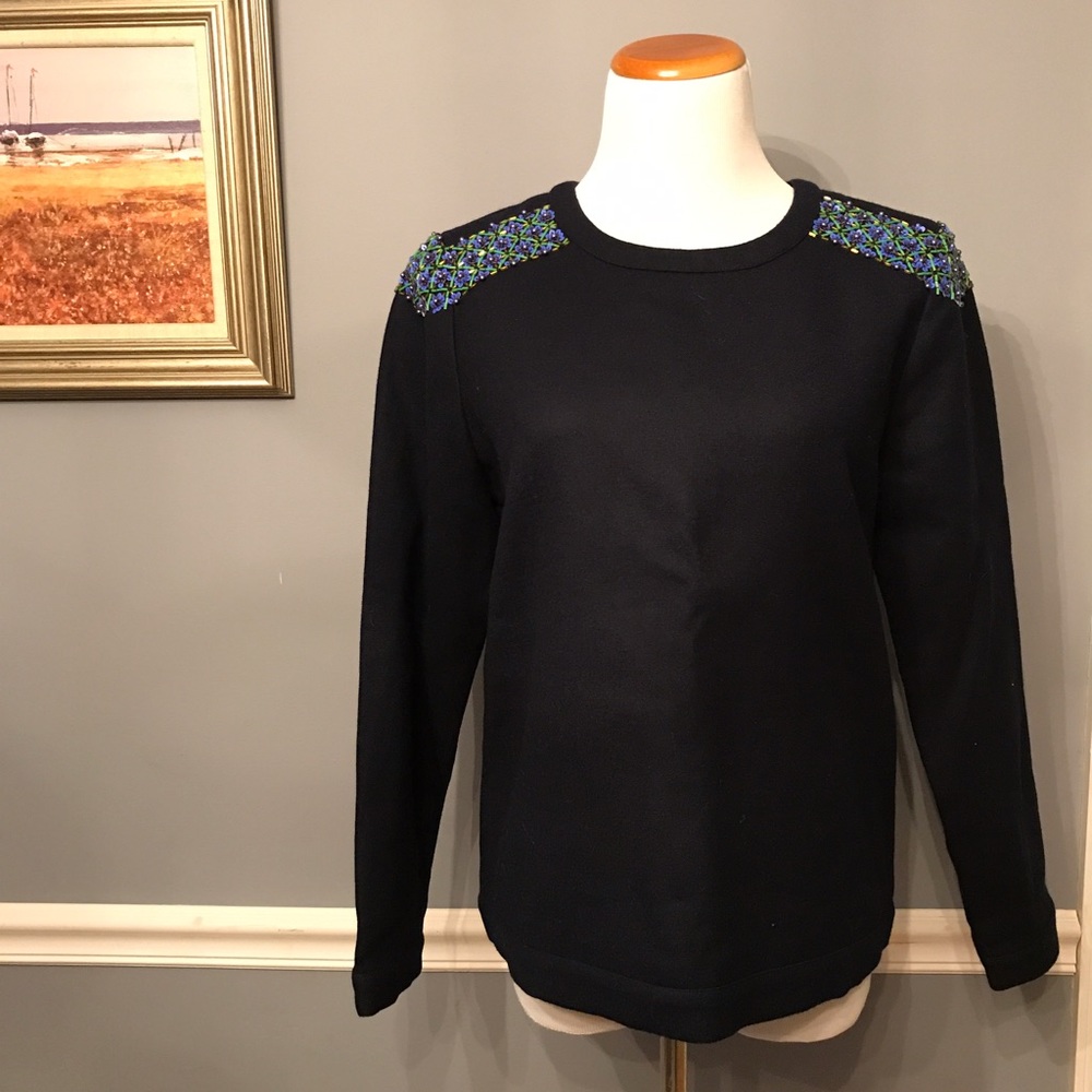 [J. Crew] Collection Beaded Wool Top