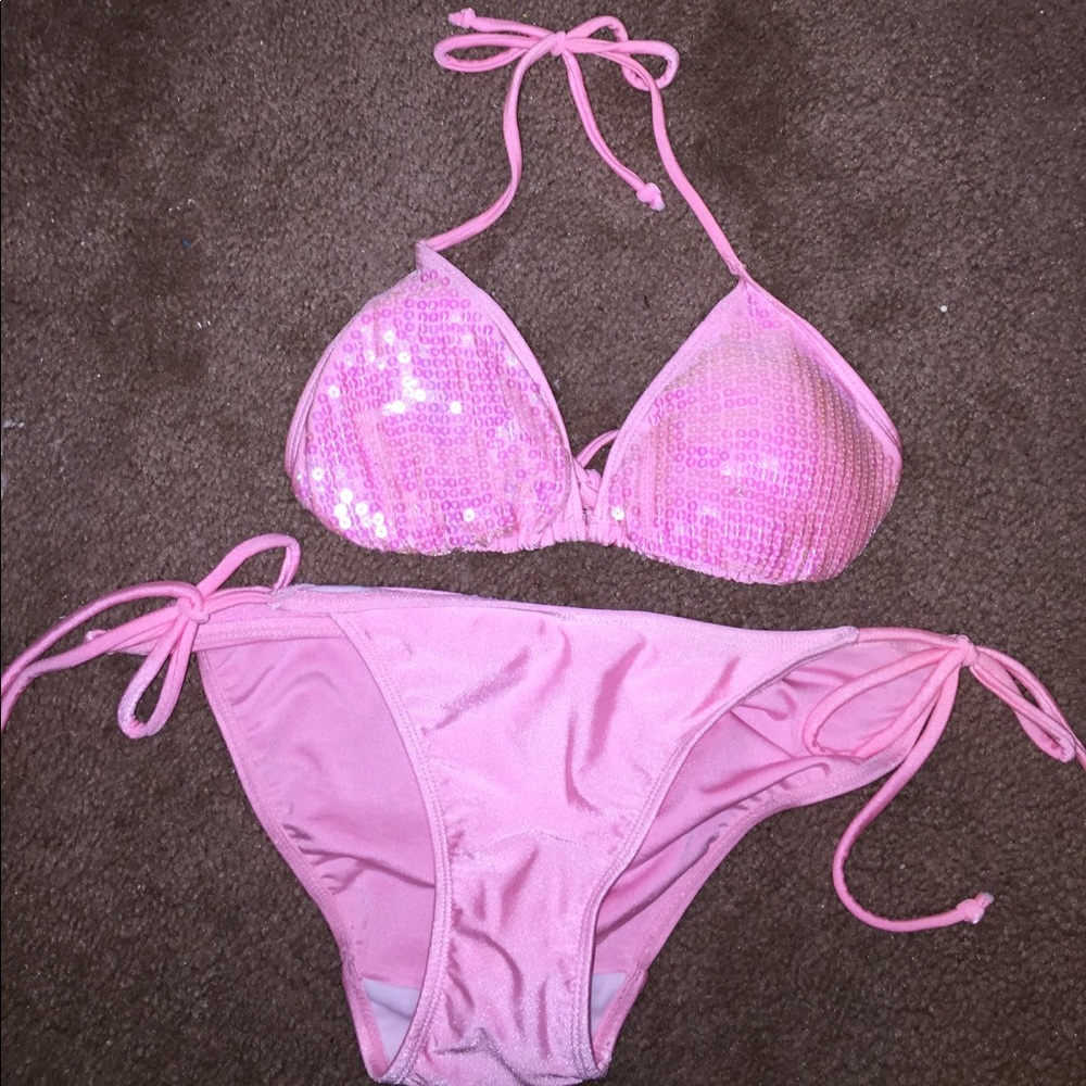 Pink sequined bikini