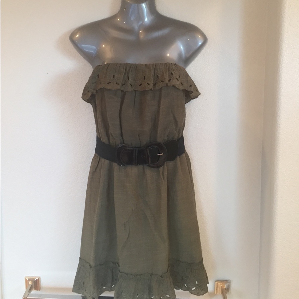 PAPAYA DARK GREEN TUBE TOP DRESS