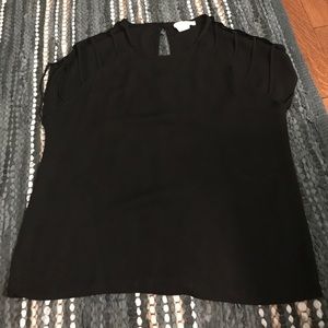 Black chiffon top with shoulder detailing!