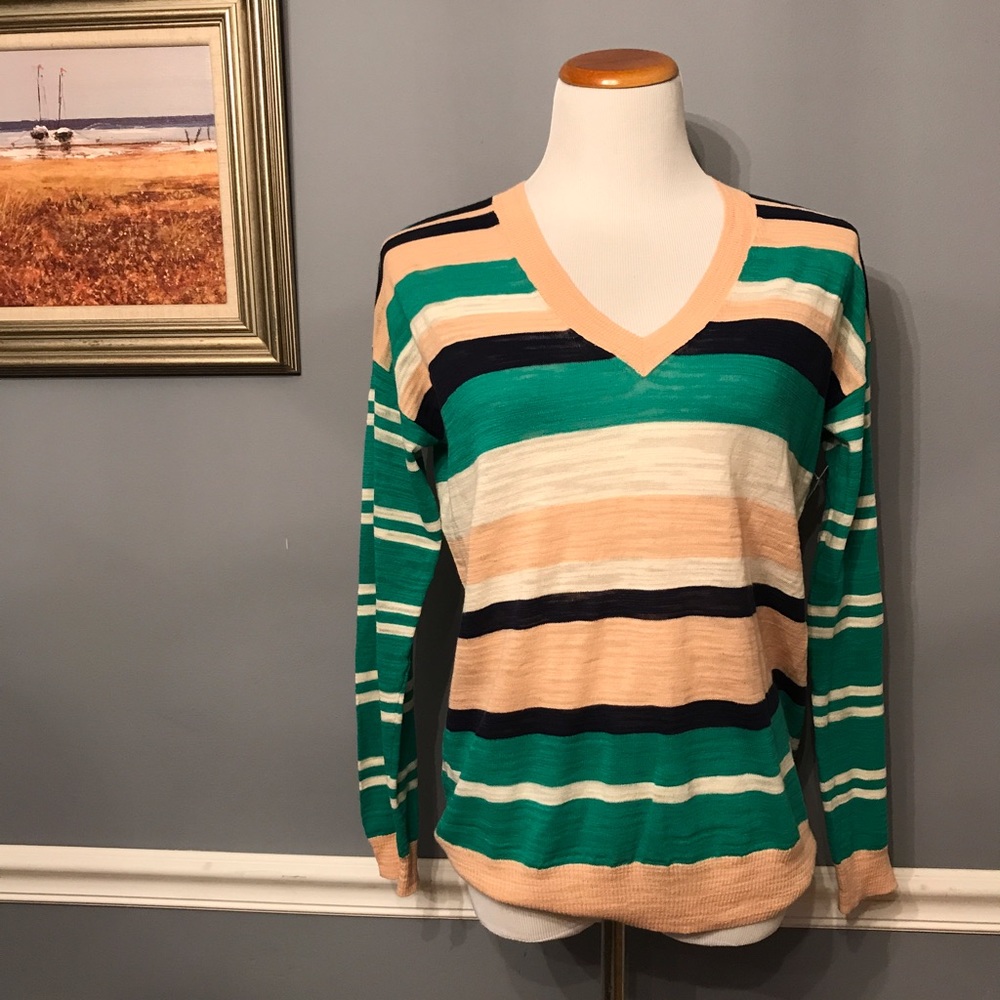 [Madewell] Striped V-Neck Sweater