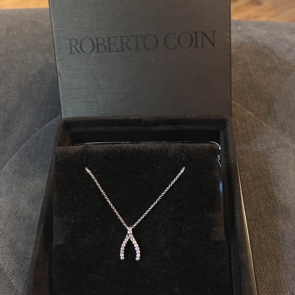 Roberto Coin 18k white gold wishbone necklace