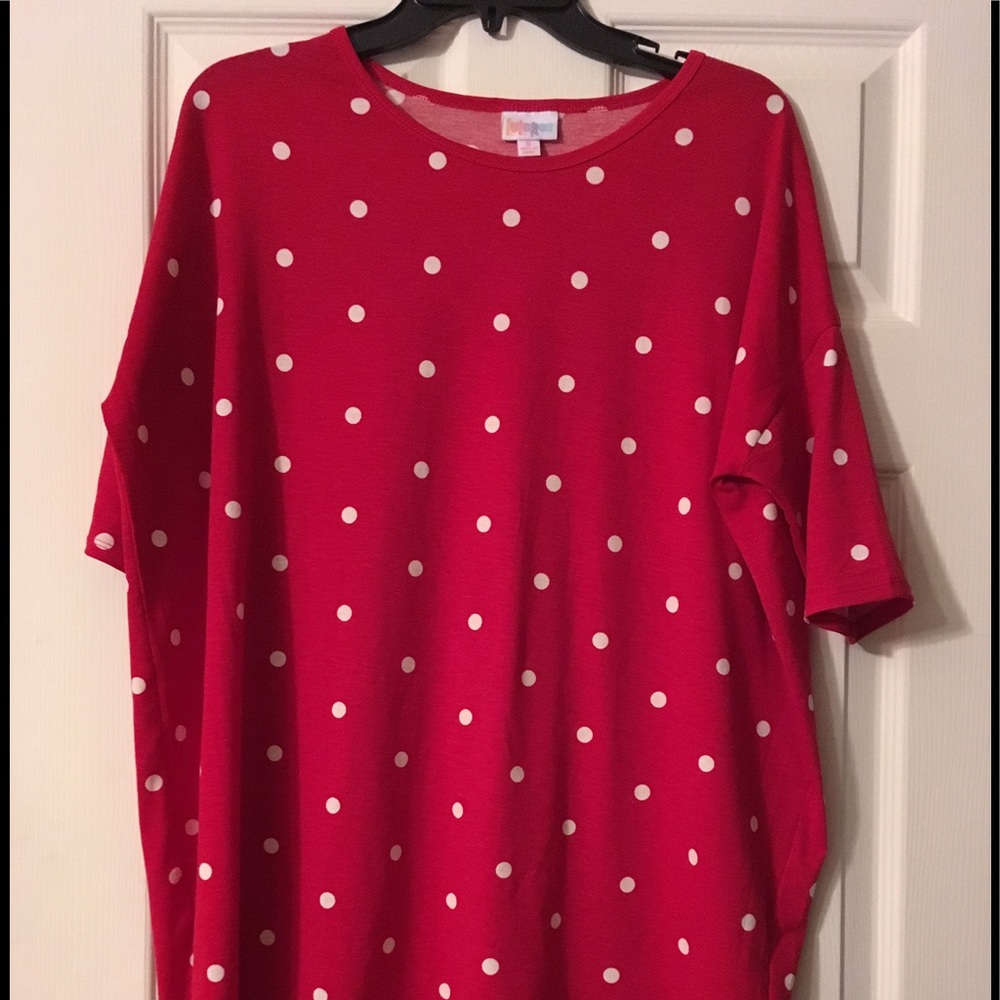 Lularoe Small Irma Red White Polka dots EUC