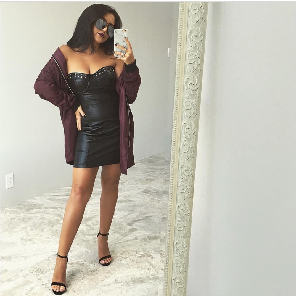 Black leather dress