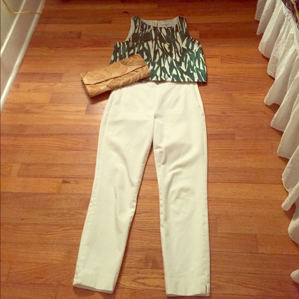 White cotton and spandex cropped Martie pant