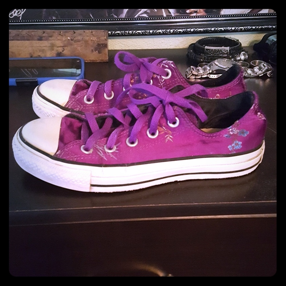 Hot Purple Asian Print Satin Converse