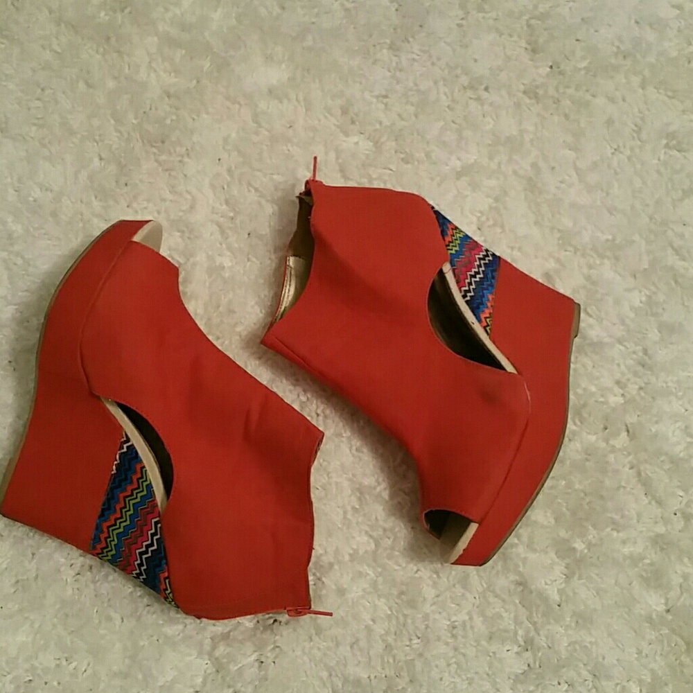 Charlotte Russe open toe tribal booties