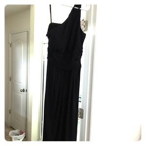 One shoulder black cocktail dress