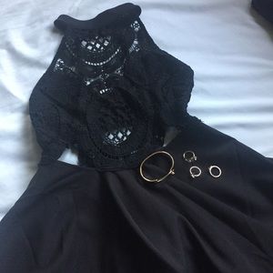 Black Fancy Dress With Lace And Cutouts - NWT