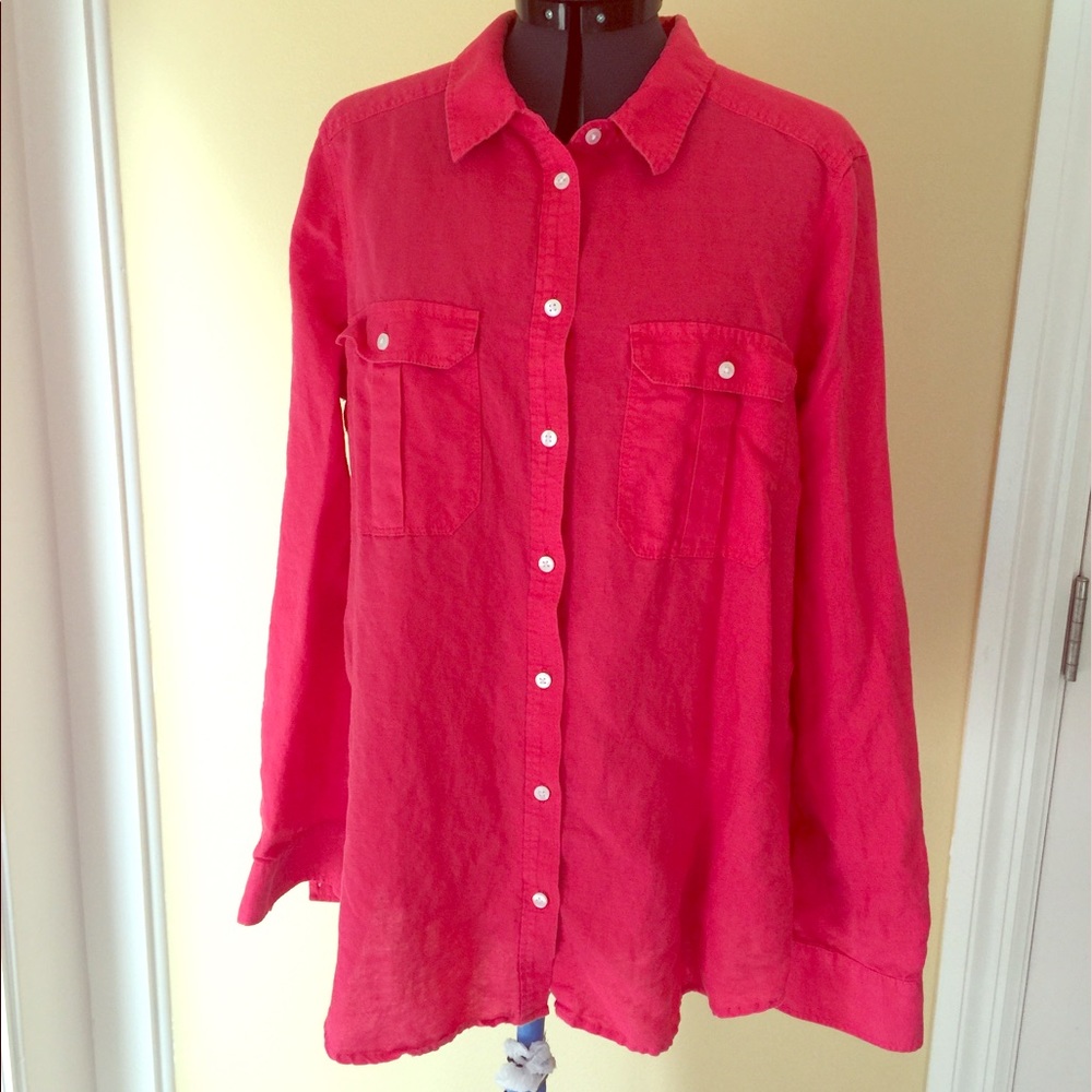 Fuchsia button up blouse express large