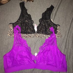 Pink Lace Plunge Bralette NWOT