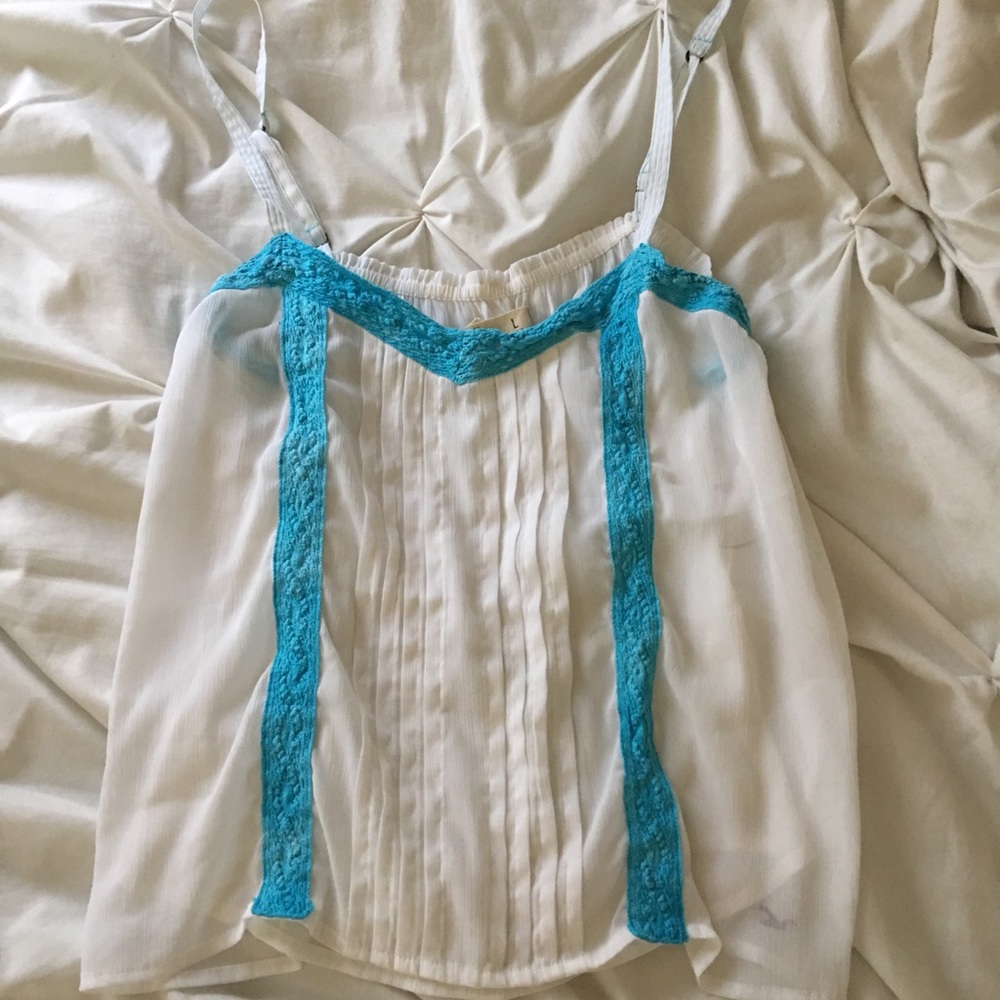 White and Blue Hollister Tank