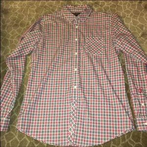 Ben Sherman plaid button down red navy mens large