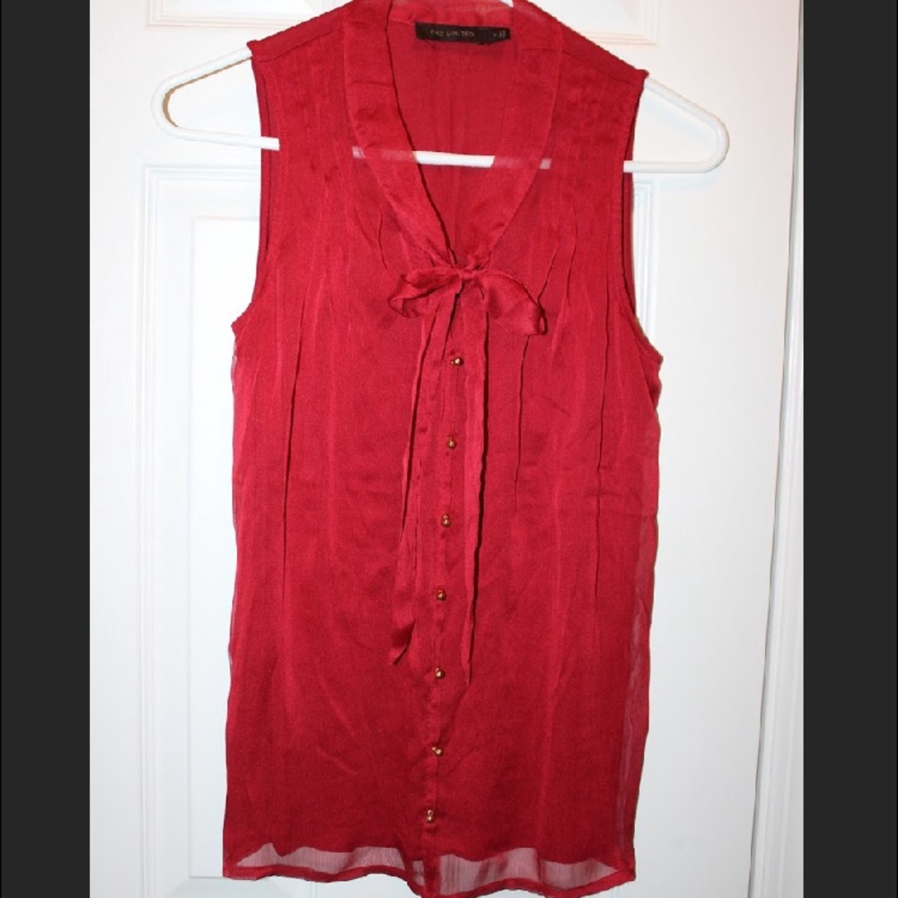 The Limited Red Bow Sleeveless Blouse