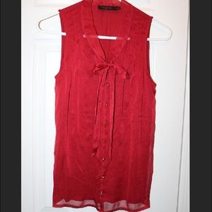 The Limited Red Bow Sleeveless Blouse