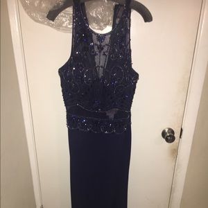Jovani size 12 navy blue beaded prom dress