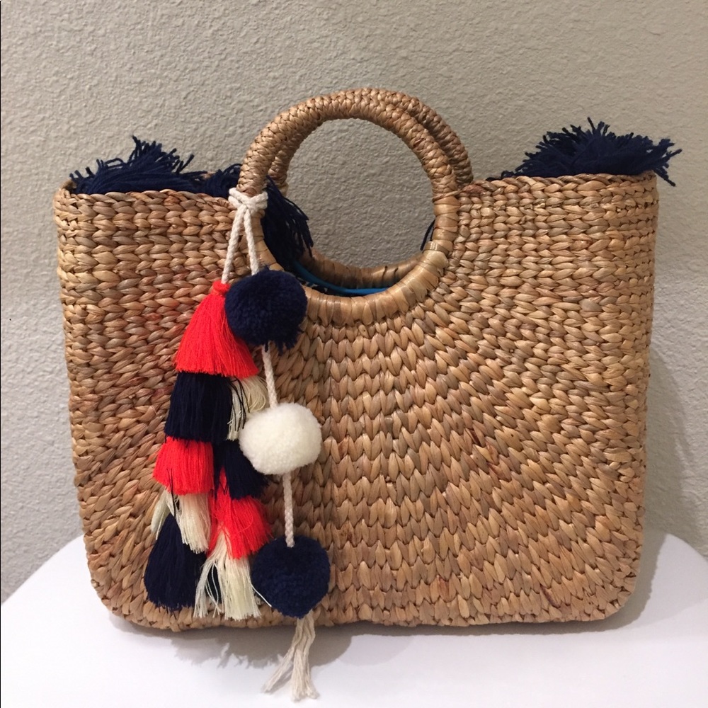 Jadetribe Straw Tote with Fringe