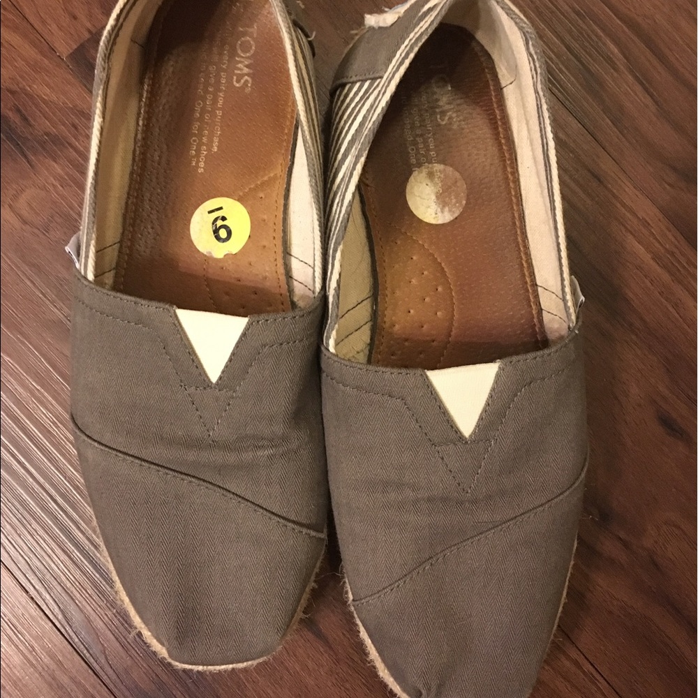 Toms Womens Grey Striped Espadrilles 9