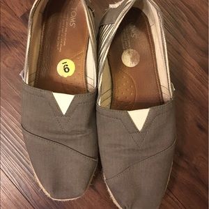 Toms Womens Grey Striped Espadrilles 9