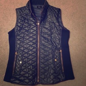Navy blue faux leather vest