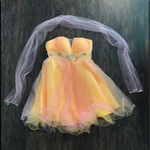 Fun sherbet orange and pink dress