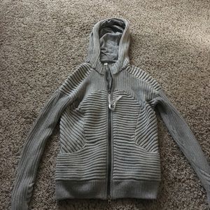 LuluLemon Heather grey knit scuba jacket