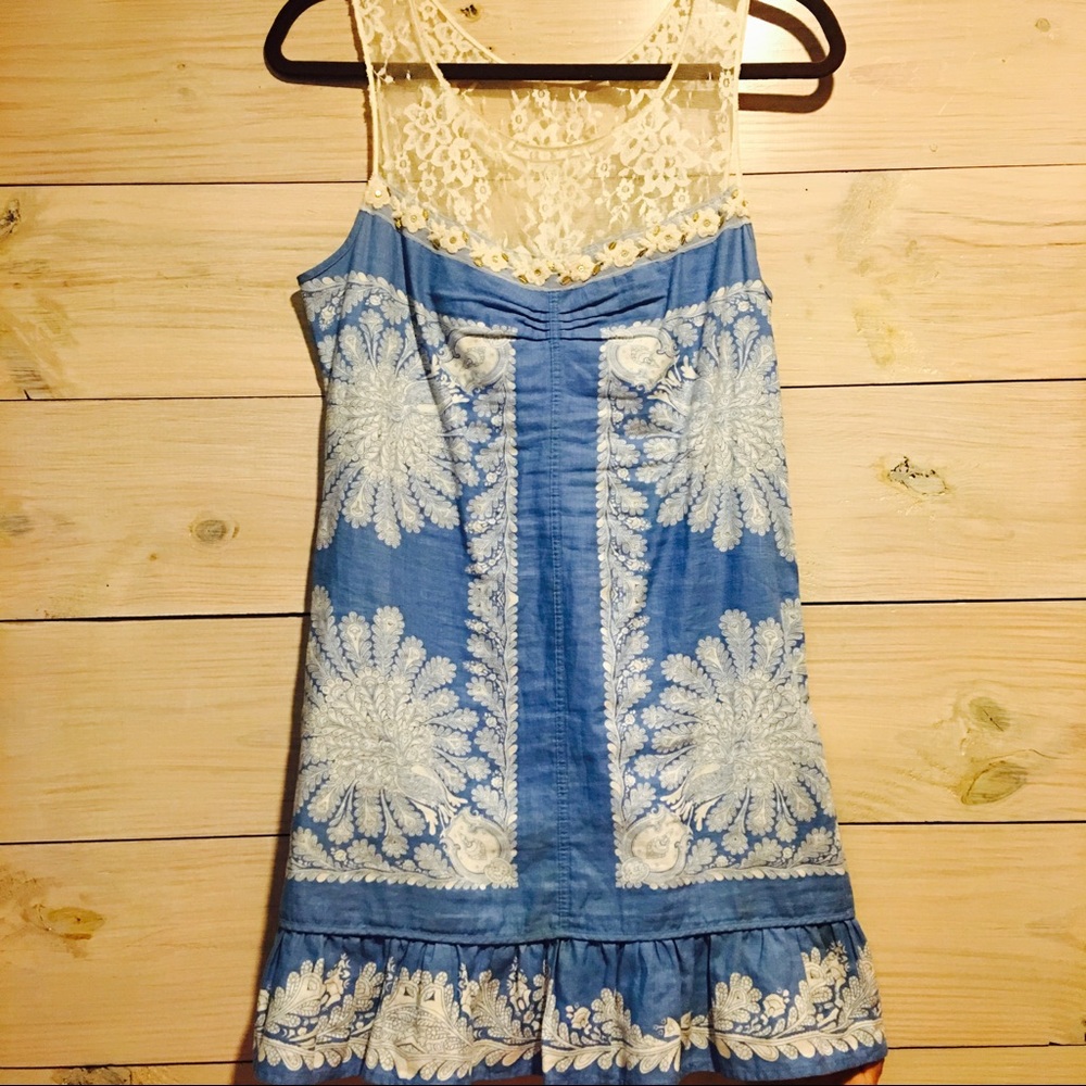 Free People blue and white paisley shift dress