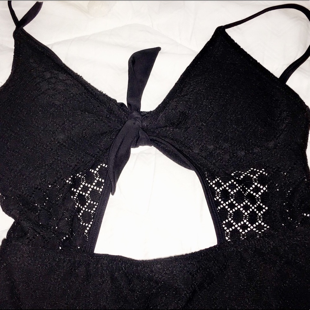 Black one piece bathing suit