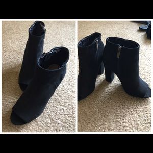NEW Bamboo Suede Peep Toe Ankle Booties