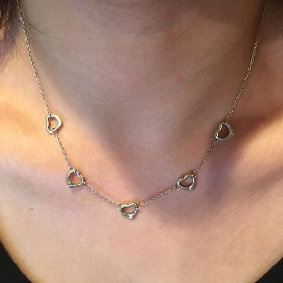 Silver Tiffany and Co. Five Heart Necklace - Picture 2 of 5