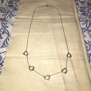 Silver Tiffany and Co. Five Heart Necklace