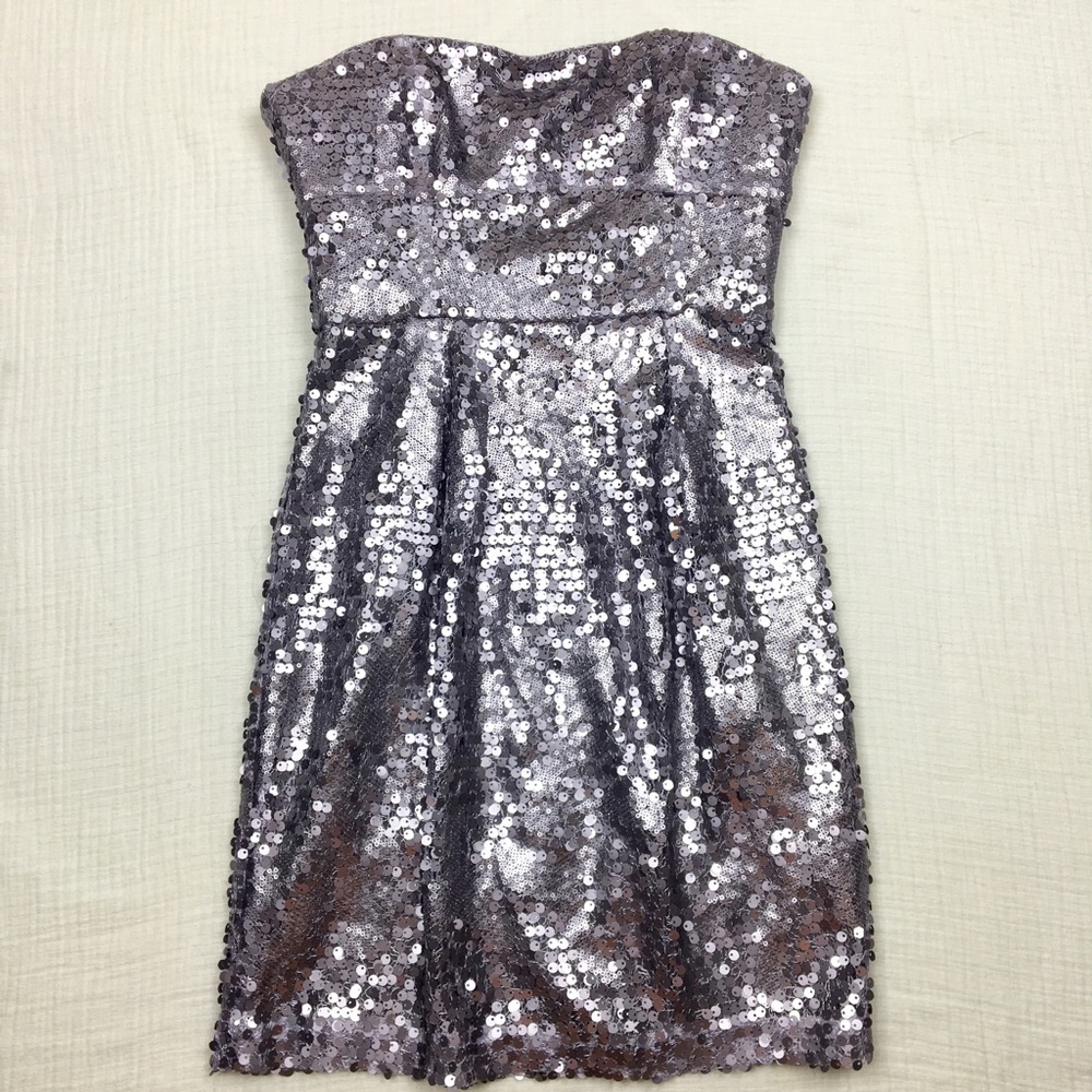 BCBGmaxazria Carole Sequin Strapless Dress Lilac