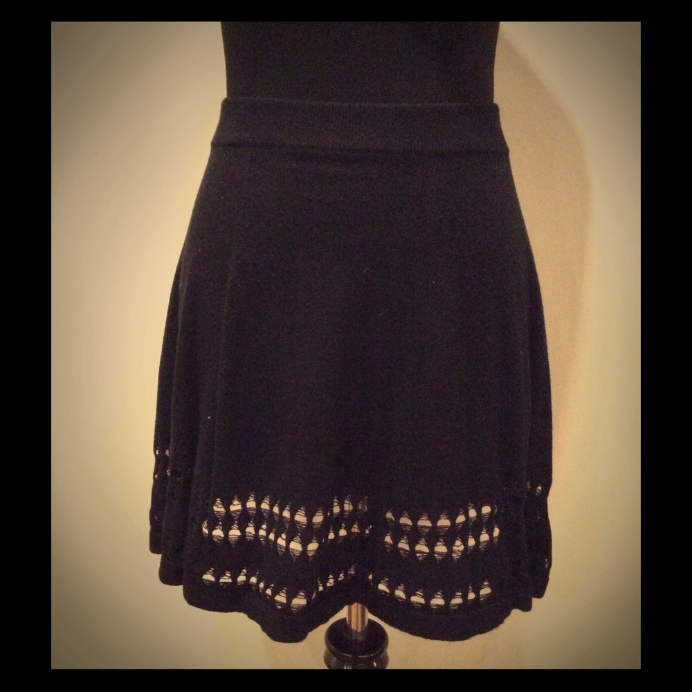 Stylestalker Black Skirt with Cutout Design on Hem