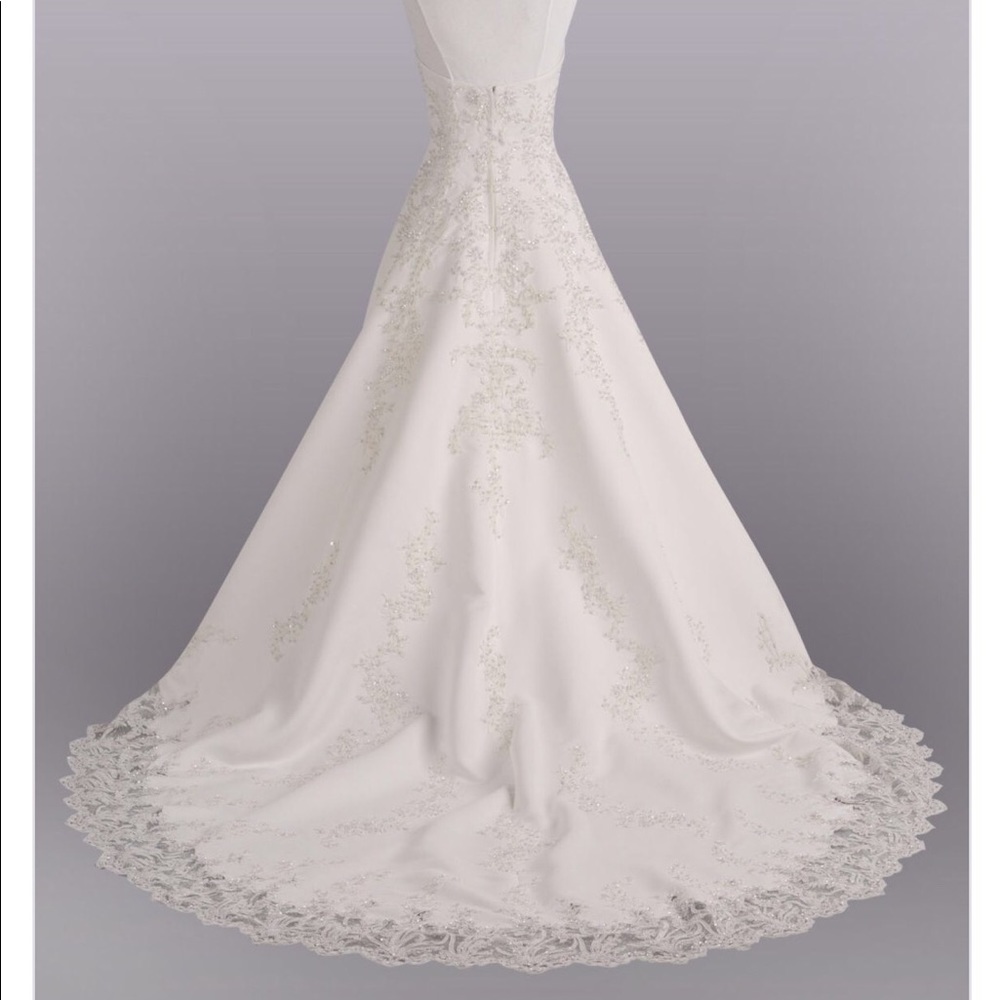 White, beaded, Lace, Halter Wedding Dress Gown