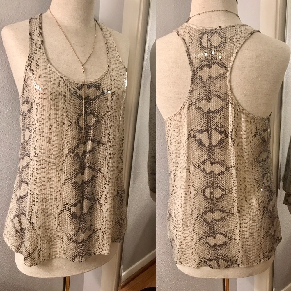 Parker small snakeskin sequin racerback top