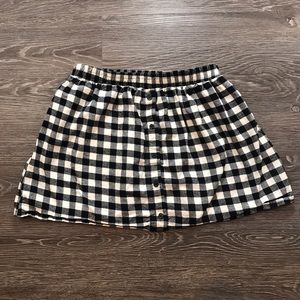 Wallflower Black White Checkered Button Down Skirt
