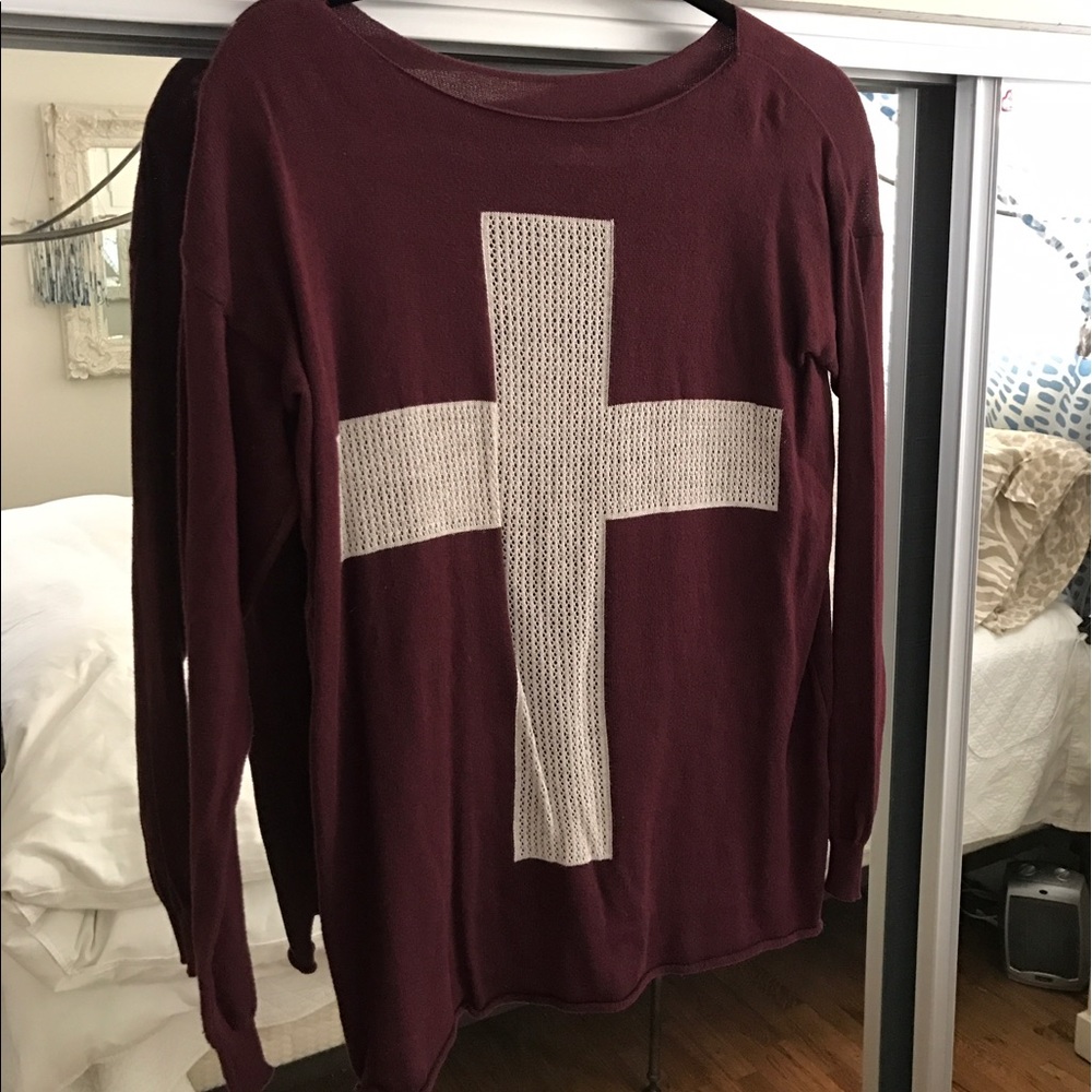 Nasty Gal maroon cross sweater