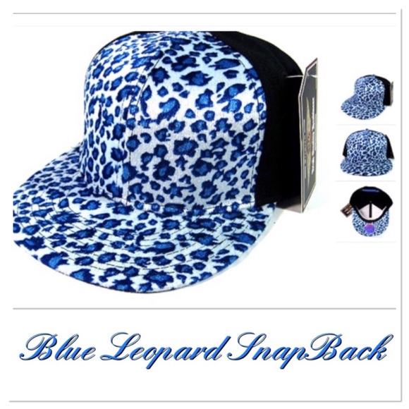 Boutique Accessories - Blue Leopard Print Snapback Cap Boutique Accessories - Blue Leopard Print Snapback Cap