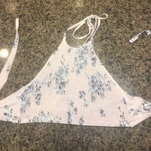 Urban halter open back top floral