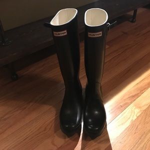 Womens tall black hunter rain boot
