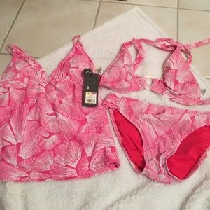 Bathing suit with tankini and bikini top